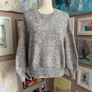 Gap Marled Knit Sweater White Black Chunky Pullover Womens Sz M Classic Neutral